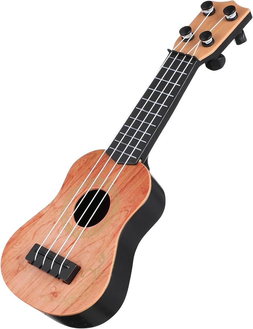 Kids' Plastic Ukulele Guitar - A Classical Musical Toy Instrument for Beginners, Promoting Education and Playful Exploration (Light Brown)