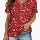 WIHOLL Womens Short Sleeve V Neck Dolman Tops with Side Shirring Loose Fit Shirts S