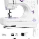 Portable Sewing Machine for Beginners, Mini Electric Sewing Machine with 12 Stitches 2 Speeds Foot Pedal, Dual Power Small Handheld Sewing Machine for Home Travel Easy to Use Purple Maquina de Coser