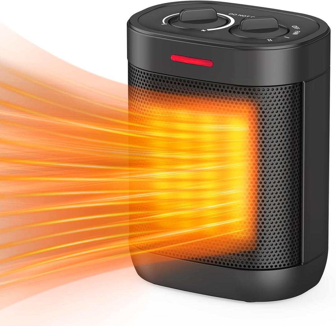 1000W PTC Ceramic Small Space Heaters with Overheating & Tip-Over Protection, Portable Electric Mini Heater Fast Quiet Heating for Office Bedroom Desk