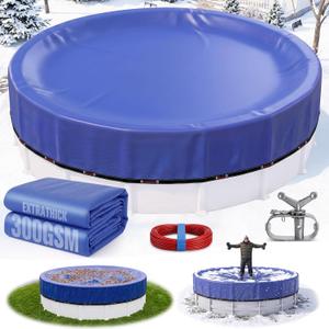 24FT Round Pool Cover,Upgraded 500D Winter Pool Cover for Above Ground Pool