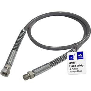 Cosmostar 3/16" Hose Whip, 4' Airless Sprayer Hose, Super Flexible, 3300 PSI Max Pressure, Durable - Universal Fit