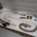 Antique High Arc Classical Single Handle Spring Kitchen Faucet with Pull Down Sprayer, Swiveling Commercial Kitchen Sink Faucets for Farmhouse, Vintage Sink Faucet, Brushed Gold