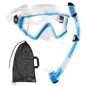 Aegend Snorkeling Gear for Adults Youth Kids, Snorkel Mask with Top Dry Valve - Panoramic View Anti-Leak and Anti-Fog with Mesh Bag for Snorkeling, Scuba Diving, Freediving & Swimming