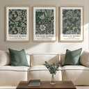 Framed William Morris Canvas Wall Art Green Decor Set of 3, Vintage Large Floral Artwork Prints, Boho Farmhouse Botanical Picture Prints for Living Room, Bedroom, Hallway, Office, Total Size 30x60, 20"W x 30" H x 3Pcs