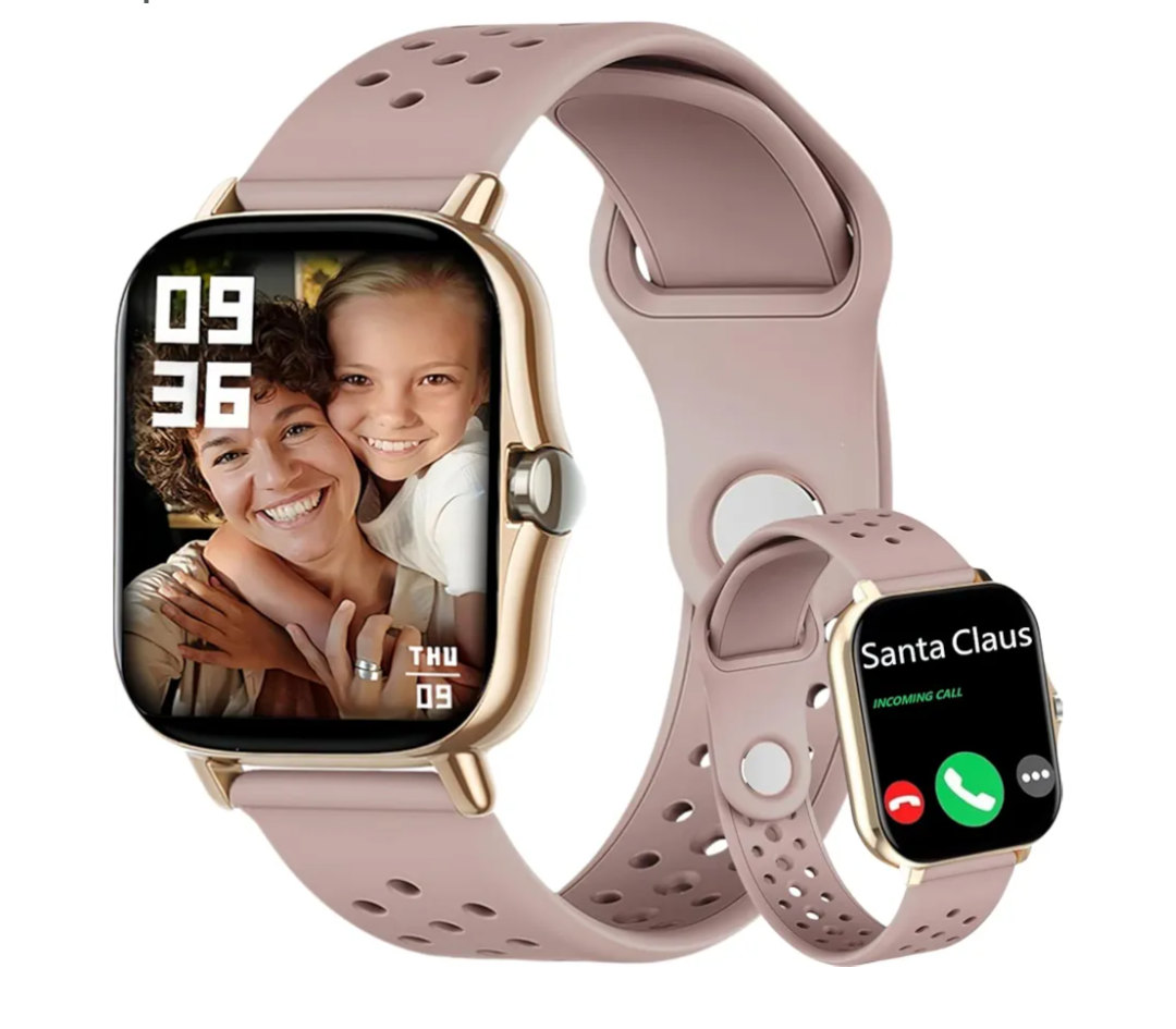 Telescepe Smart Watch for Women Men. 1.83" Fitness Watch (Answer/Make Call) with Heart Rate Monitor Blood Pressure Blood Oxygen Monitor Sleep Tracker Compatible with iPhone Android Phones (Pink)