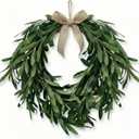 16" Heart Shaped Artificial Olive Leaf & Fruit Wreath - Realistic Green Olive Branches with Spring Floral Accents, Farmhouse Wall Door Wedding Arch Window Hanging for Indoor Outdoor