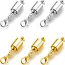 Magnetic Necklace Clasps, Magnetic Jewelry Clasps, 14K Gold and Silver, Necklace Bracelet Extender with Lobster Clasp (DAN 3gold 3silver)