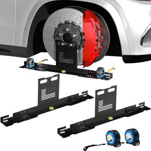 Upgraded Heavy Duty Wheel Alignment Tool Kit, Rust-Proof Coating Automotive Toe Alignment Tools with 2 Tape Measures Hub Stands Balancing Plates for Cars Trucks Jeeps SUVs Trailers