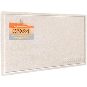 Bulletin Board, 36 x 24 inches Felt Board - Decorative Pin Board, Cork Board Alternative for Wall, 3' x 2' Foldable Picture Board Self-Adhesive Vision Board Prayer Board with 20 Pushpins - Oatmeal