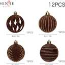 3.15INCH Brown Velvet Ornaments for Christmas Tree, 12PCS Glitter Flocked Christmas Ornaments Decorations Balls Set Decor