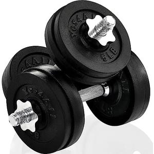 Yes4All Adjustable Dumbbell Set with Weight Plates/Connector - Exercise & Workout Equipment - 55lbs
