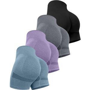 CHRLEISURE Workout Shorts Sets for Women, High Waisted Gym Butt Lifting Scrunch Butt Seamless Shorts (XL)