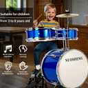 Kids Drum Set 3-Piece for Beginners, 13 Inch Drum Kit with Adjustable Throne, Cymbal, Pedal & Drumsticks, Junior Drum Set with Bass Tom Snare Drum, Blue
