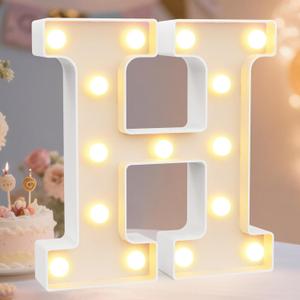 Pooqla LED Marquee Letter Lights Sign, Light Up Alphabet Letter for Home Party Wedding Decoration H, No Batteries