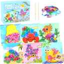 KIFHCMPR Poke-in Fun Art Fabric Craft,Animals Theme,Mess Free Kids'Paper Craft Kits,Arts and Crafts for Kids,Art Activity Birthday Christmas Gift Ideas for Children,Toys for Girls &Boys Ages 4-10+
