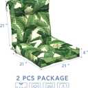 2 x LVTXIII Outdoor Tufted Low Back Cushions, Solid Fluffy Seat and Back Chair Cushion with Ties, Patio Replacement Rocking Chair Cushion for Outdoor Furniture Use, 21 W x 21D, 2 Pack, Swaying Palms Green