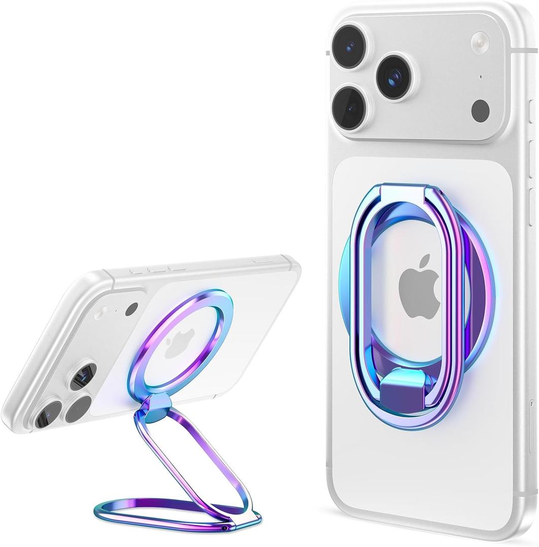 SUPERONE [2025 Upgraded] Mag Safe Phone Ring Holder, Adjustable Magnetic Kickstand & Removable Phone Grip Compatible with Wireless Charging Only for iPhone 17 & 16 & 15 & 14 & 13 Series (Colorful)