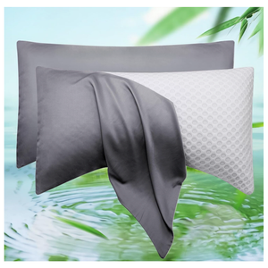 Cooling Side Sleeper Pillow Cases Queen Size Set of 2 - Curved Rayon Derived from Bamboo Pillowcase Cover- Breathable Silky Soft Pillowcase for Hot Sleepers Hair and Skin 20 * 30 Inches Dark Grey