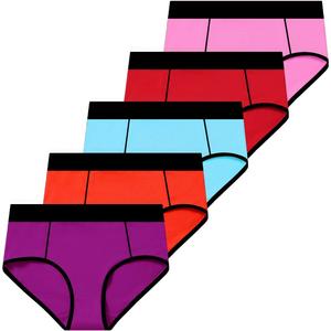 Molasus Women's Soft Cotton Briefs Ladies Mid-High Waisted Full Coverage Panties (Regular & Plus Size) (Multicolor-5pack-a2)
