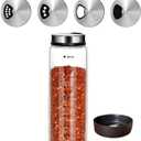 15 oz Large Salt Pepper Shakers with Adjustable Outlet Holes Clear Glass Shaker Bottles Spice Seasoning Cans for Kitchen Decor and Home Restaurant BBQ Camping Farmhouse Kitchen Accessories (450 ml) (450ML(2.56*8 IN))