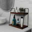 Dorhors 2 Tier Bathroom Counter Organizer Storage,Vanity Organizer for Bathroom Counter,Wood Standing Rack for Kitchen(Walnut)