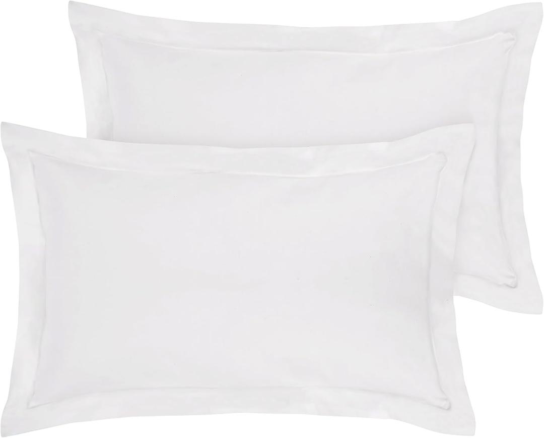 ROYALE LINENS Pillow Shams 2 Pack Standard Size 20x26 Inch - Brushed Microfiber - Bed Pillow Shams, Wrinkle Resistant Super Soft and Cozy - Back Overlap Closure - Oxford Pillowcase (Standard, White)