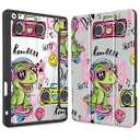 Mektron Printed Case for iPad 10.2 Inch, iPad 9th Gen 2021/ 8th Gen 2020/ 7th Gen 2019 Tablet Case, Buit in Pencil Holder with Shockproof Cover Clear Shell + Trifold Stand, Cool Dinosaur