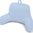 Reading Pillow, Ice Silk Bean Back Support Pillow for Bed Sitting Up, Large Bed Rest Pillow with Arms for Adults,Back Support Pillow for Couch and Chair, Blue
