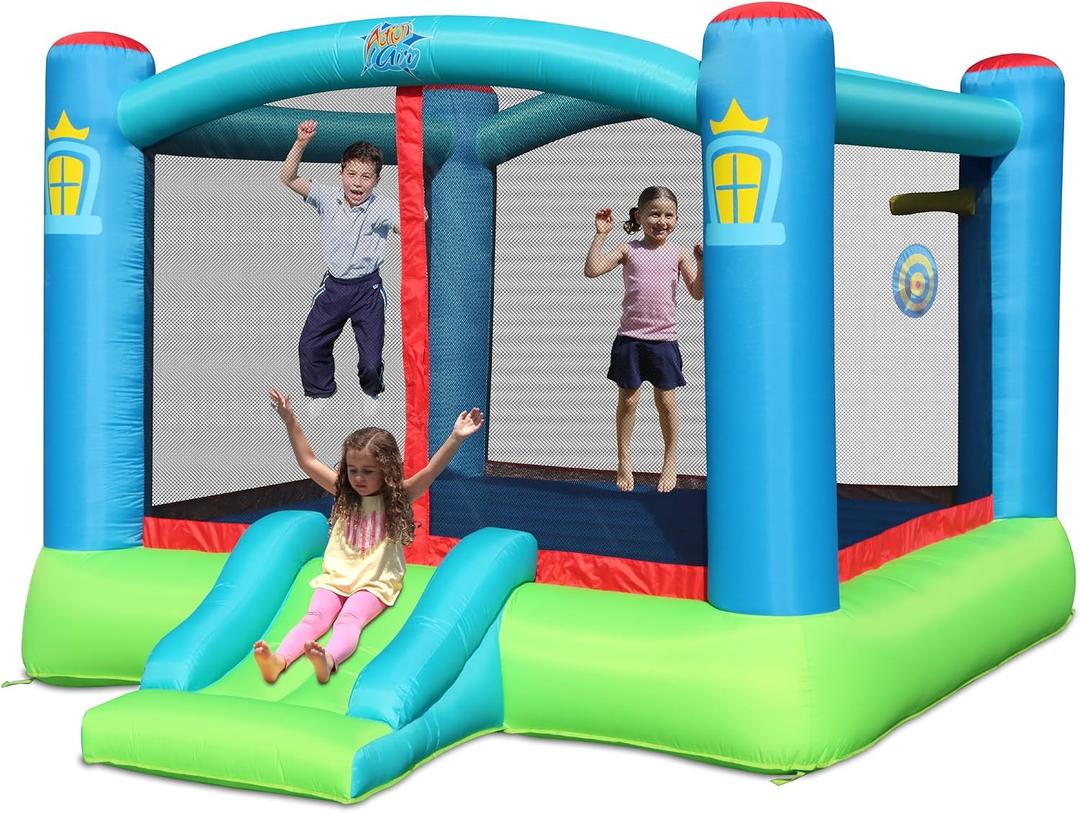 Action Air Bounce House, Outdoor Inflatable Bouncer with Blower, Large Jumping Area Bouncy Castle for Kids, 12.17 ft x 9.5 ft x 6.92 ft