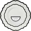 PLASTICPRO 64 Pack Elegant Disposable Plastic Plates Combo Set Includes 32 Dinner Plates and 32 Salad Plates Heavy Duty Fancy Party Plates White & Black Contemporary Design