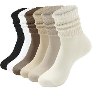 HAVE A TREE 3-6 Pack Women's Slouchy Crew Socks - White Cushioned Scrunch Boot Socks Size 5-11
