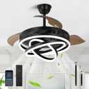Retractable Ceiling Fan with Lights and Remote/APP Control,Dimmable,Timer Setting,6 Speed,42 Inch Modern Chandelier Ceiling Fan for Bedroom/Living Room/Kitchen/Kis Room/Patio (Black)