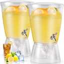 Tioncy 2 Pcs Acrylic Beverage Dispenser with Spigot 2.7 Gallon/ 10 l Clear Drink Water Dispenser Countertop with Detachable Base Iced Juice Container Unbreakable for Wedding Party