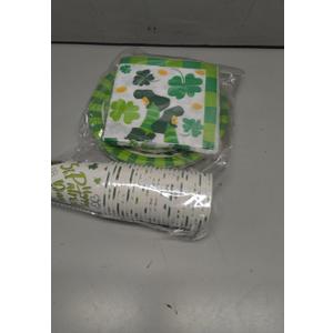 St Patricks Day Party Decorations Set Serve 24, St Patricks Day Party Supplies Kit Includes Green Shamrocks Disposable Dinner Plates, Dessert Plates, Napkins, Cups for Green Irish Party Decorations