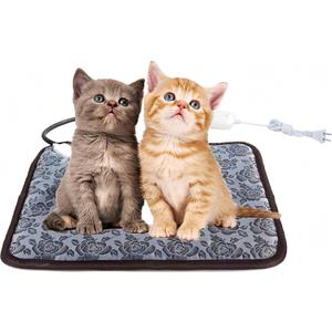 Electric Heating Pad for Dogs and Cats With Anti-bite Steel Cord Waterproof Adjustable Dog Warm Bed Mat Heated Pad for Pets Deds Blankets and Kennel 17.7inx17.7in (Flower Color)