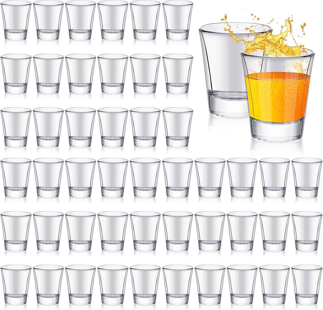 Ziliny 48 Pcs Clear Shot Glasses Set 1.5 oz Small Shot Glasses Bulk for Whiskey Vodka Tequila Espresso Bar Restaurants Home
