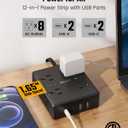 6Ft Extension Cord with Multiple Outlets, Flat Plug Power Strip Surge Protector, 8 Outlet 4 USB Ports (2 USB C), Wall Mountable, Desk Charging Station for Home Office, College Dorm Room Essentials