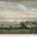 InSimSea Extra Large Framed Vintage Wall Art, Living Room Country Farmhouse Decor, Wild Field under Sky Landscape Paintings, Canvas Prints, Scenery Long Picture for Bedroom Above of Bed,24x48inch