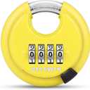 DELSWIN 4 Digit Combination Disc Padlock with Hardened Steel Shackle Combo Lock for Sheds, Storage Unit, School Gym Locker and Fence (Yellow,1Pcs)