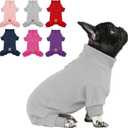 cyeollo Dog Pajamas Fleece Dog Coat Thermal Dog Onesie Stretchy Jumpsuits Doggie Pjs Warm Pet Pajamas for Small Dogs Color Grey (Medium (chest Girth: 15"-18"))