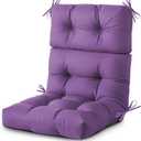 DANGHOOGY Outdoor/Indoor High Back Chair Cushion, Waterproof Outdoor Rocking Chair Cushion with Ties, Tufted Replacement Seat Cushions for Outdoor Furniture, Purple