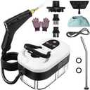 Portable Steam Cleaner, 2500W Pressurized Handheld Steam Cleaner with 1.2L Water Tank, 6 Levels Steam Output, Cleaning Steamer for Cleaning Home Furniture, Bathroom, Car Detailing (White + Black)