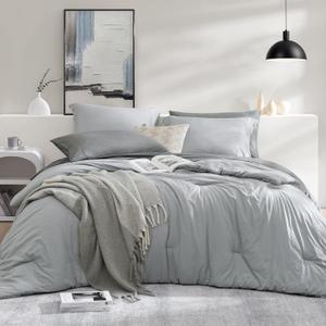 WRENSONGE Twin Comforter Set- 5 Pieces Light Grey Bed in a Bag, All Season Twin XL Bedding Sets with 1 Fitted Sheet, 1 Flat Sheet, 1 Pillow Sham and 1 Pillowcase
