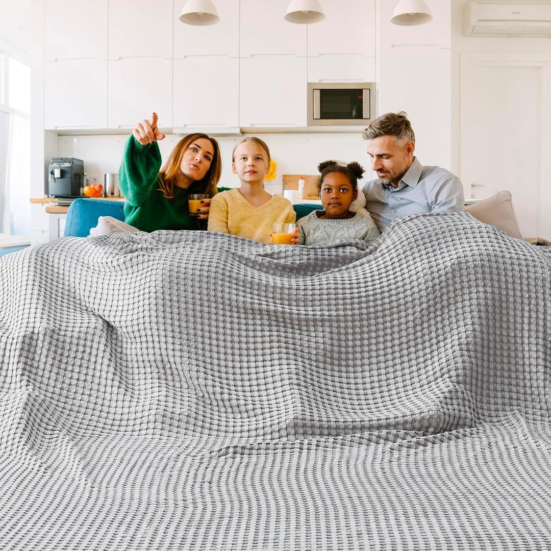 Bedsure Cooling Cotton Waffle Oversized King Blanket - Lightweight Breathable Blankets Rayon Derived from Bamboo for Hot Sleepers, Luxury Throws for Bed and Sofa, Grey, 120x96 Inches Bedsure Cooling Cotton Waffle Oversized King Blanket - Lightweight Breathable Blankets Rayon Derived from Bamboo for Hot Sleepers, Luxury Throws for Bed and Sofa, Grey, 120x96 Inches