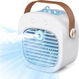 Portable Air Conditioner -5200mAh Rechargeable Mini Air Conditioner with 3 Speed Settings, 5-10 Hours Runtime,Quiet Desk Cooling Fan, Personal Air Cooler for Home, Bedroom, Travel, Office, Outdoor