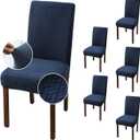 Genina Chair Covers for Dining Room Chair Covers Dining Chair Slipcovers Stretch Kitchen Parsons Chair Cover (Navy Blue, 6 PCS)