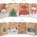CHARMGIFTBOX Christmas Gift Bags, 24-Pack Kraft Paper Gift Bags with Handles, 12 Large 13 & 12 Medium 9 Assortment for Holiday Party Favors, Gift Wrapping, Xmas Decor