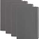Simply Genius A5 Dotted Hardcover Notebook Pack - 5.7 x 8.4 in, 192 Pages, 4-Pack, Gray Faux Leather - Grid Notebook & Pocket Journal for Business, School & Travel