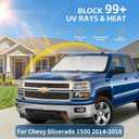 Windshield Sun Shade for Chevy/Chevrolet Silverado 1500 Accessories 2014-2018 Front Window Shade Custom Fit Silverado 1500 Sun Visor Foldable Shade Blocks UV Rays Summer Must Have Car Accessories